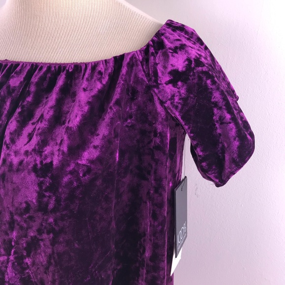 Cooper & Ella Purple Velvet Off the Shoulder Top - Picture 5 of 8